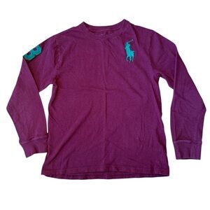 Polo by Ralph Lauren Boys Long Sleeve Shirt - Maroon, Size Large